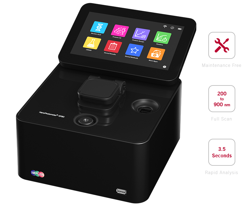 实现, nanophotometer、分光光度计、 nanodrop 替代品,纳米滴,NP80 分光光度计