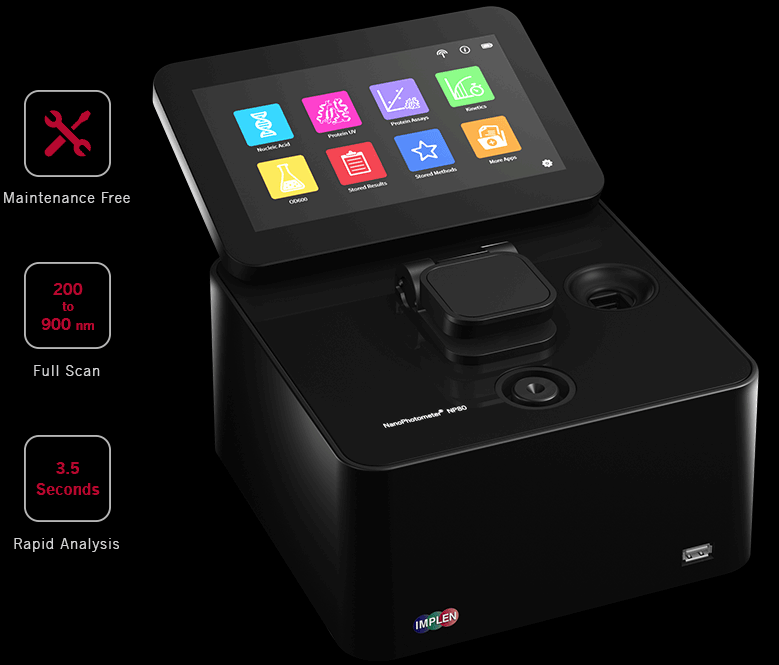 implen uv vis 纳体积分光光度计 nanodrop 替代 np80_allinone